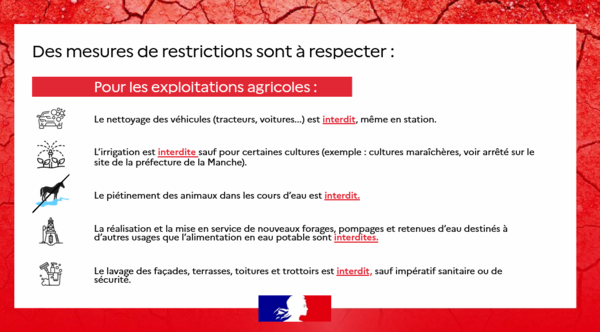 Restrictions pour les exploitations agricoles Restrictions pour les exploitations agricoles